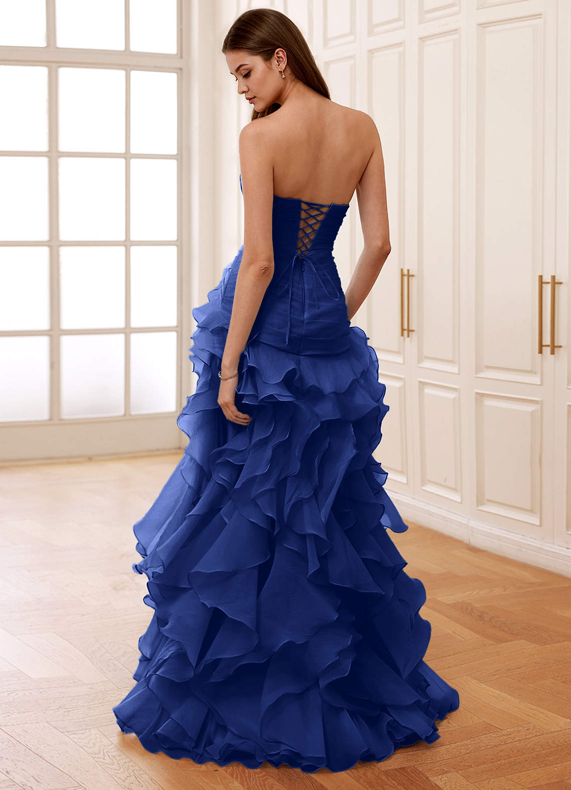 Christabelle Mermaid Sweetheart Chiffon Evening Dress in Royal Blue