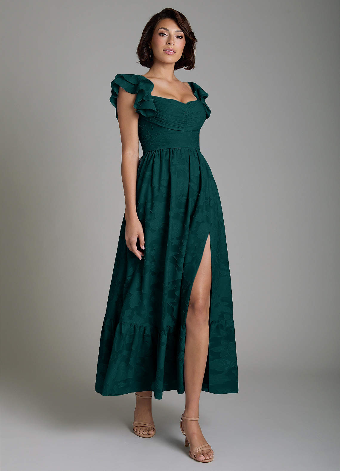 Anaya A-Line V-Neck Floral Burnout Bridesmaid Dress in Pine