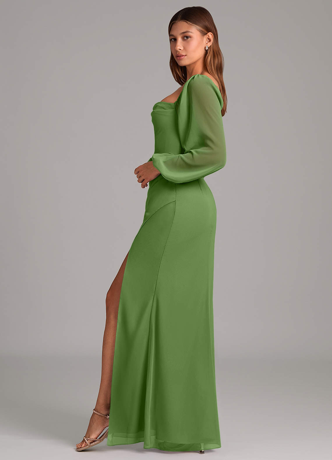 Brixley Mermaid Sweetheart Chiffon Bridesmaid Dress in Basil