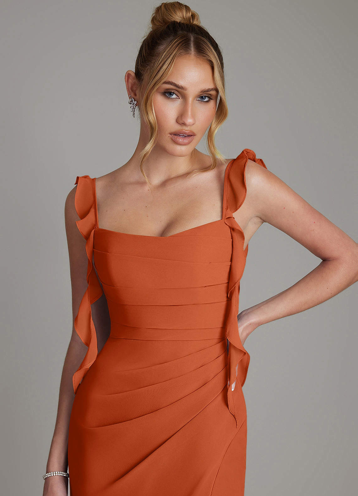 Jessamine Mermaid Sweetheart Chiffon Bridesmaid Dress in Burnt Orange