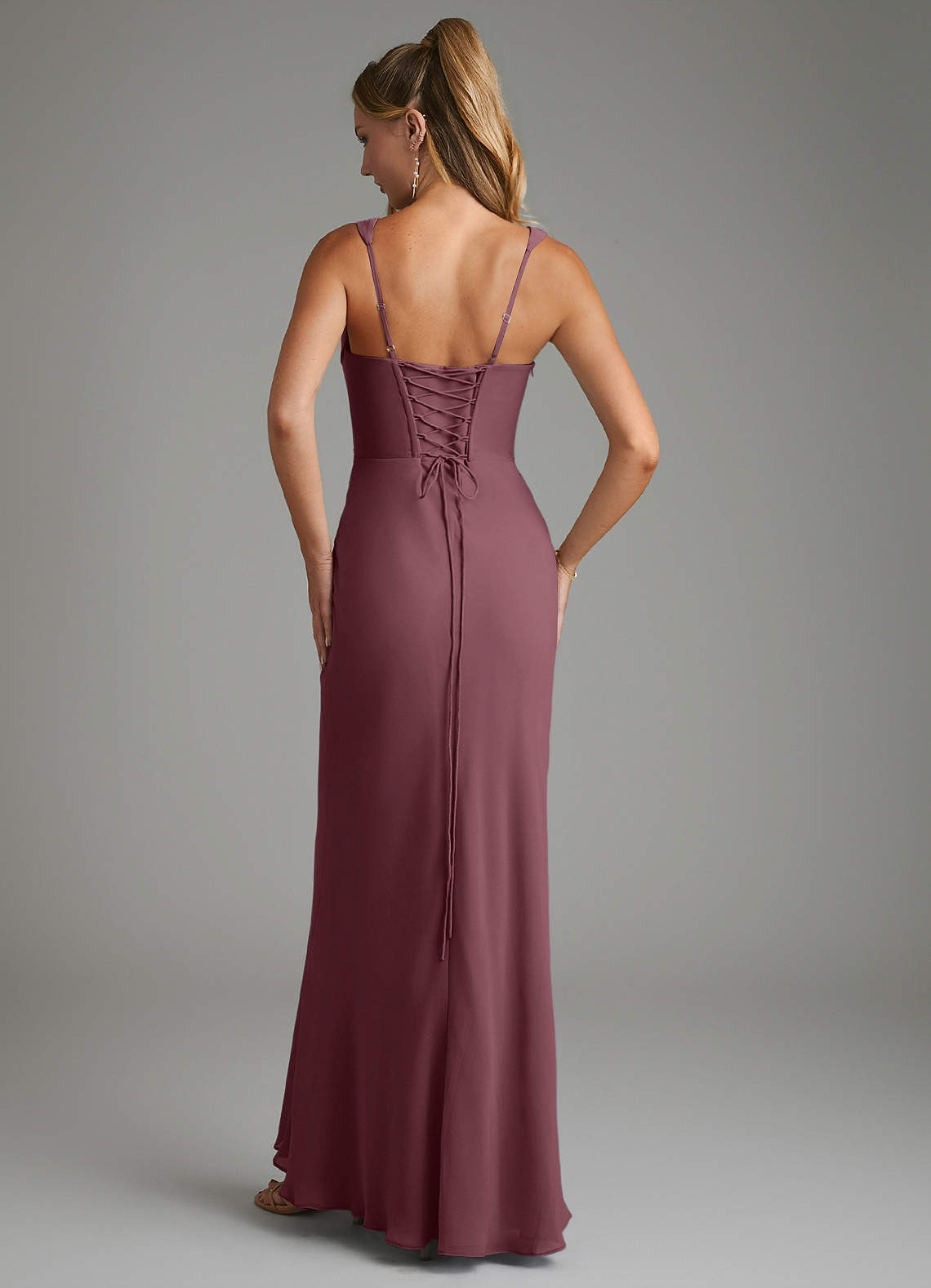 Asa Sheath Square-Neck Chiffon Bridesmaid Dress in Sangria