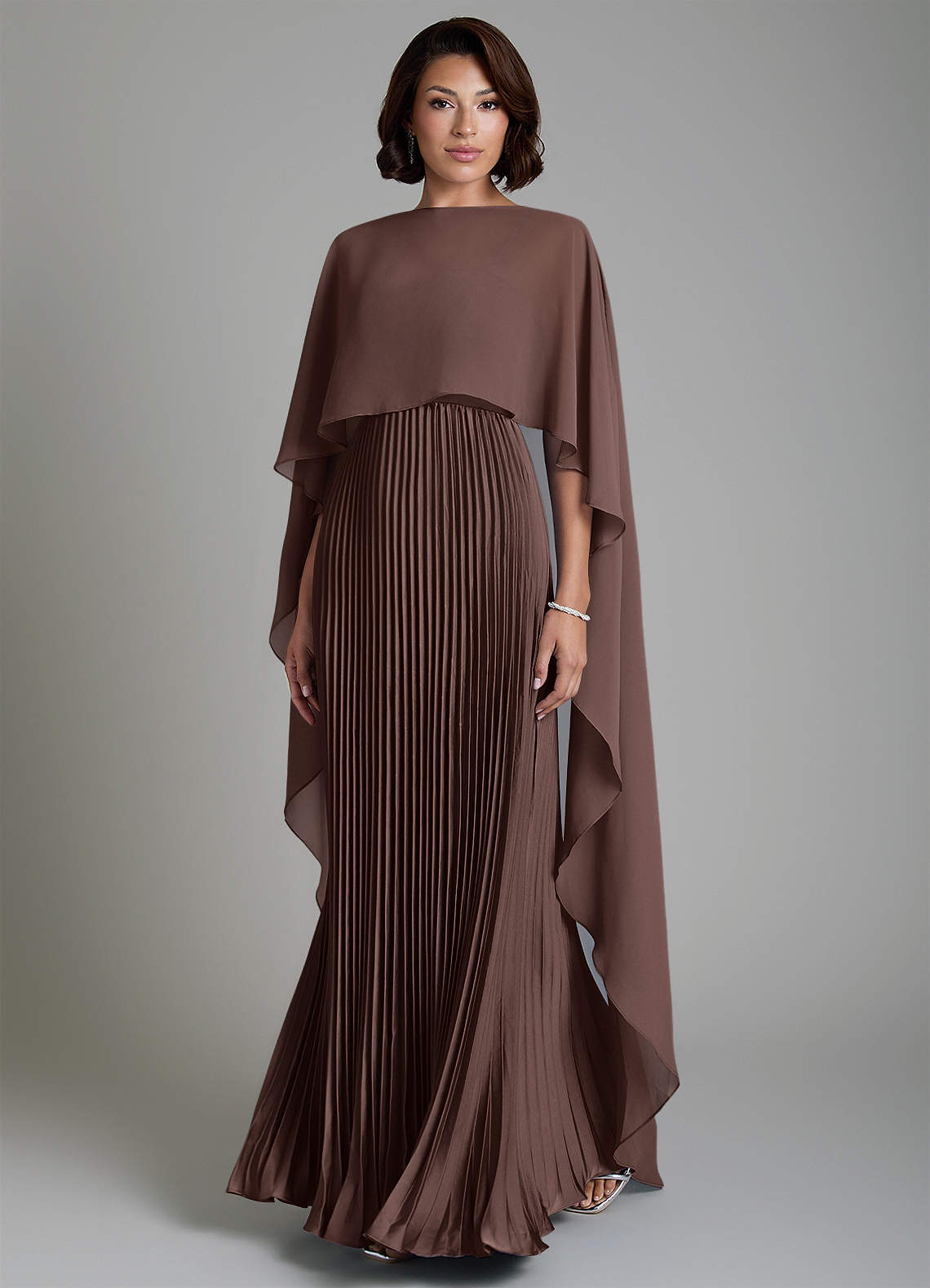 Micah A-Line Sweetheart Stretch Satin and Chiffon Bridesmaid Dress in Ganache