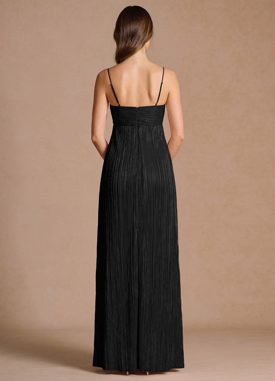 Emmeline A-Line V-Neck Floral Burnout Evening Dress in Black