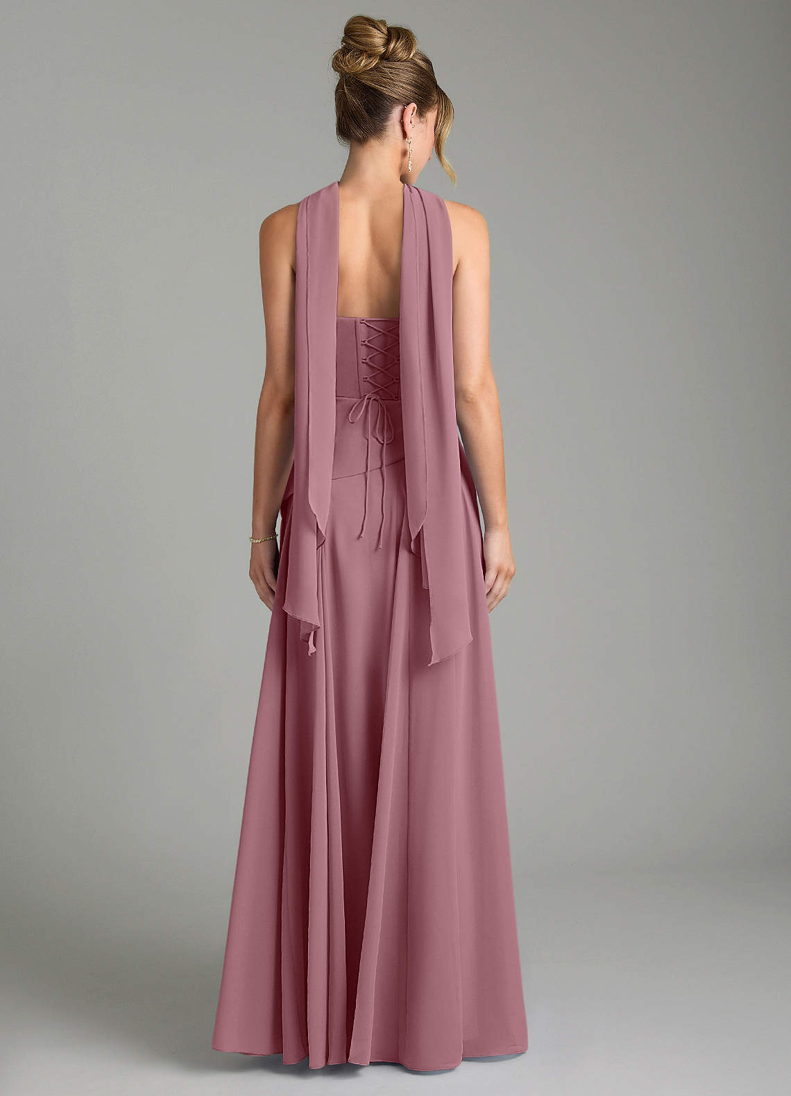 Gabriela A-Line Cowl-Neck Chiffon Bridesmaid Dress in Vintage Mauve