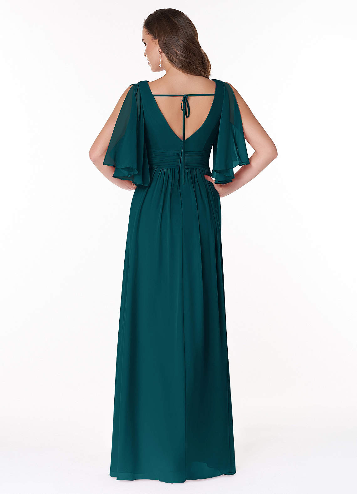 Temeka A-Line V-Neck Chiffon Bridesmaid Dress in Pine