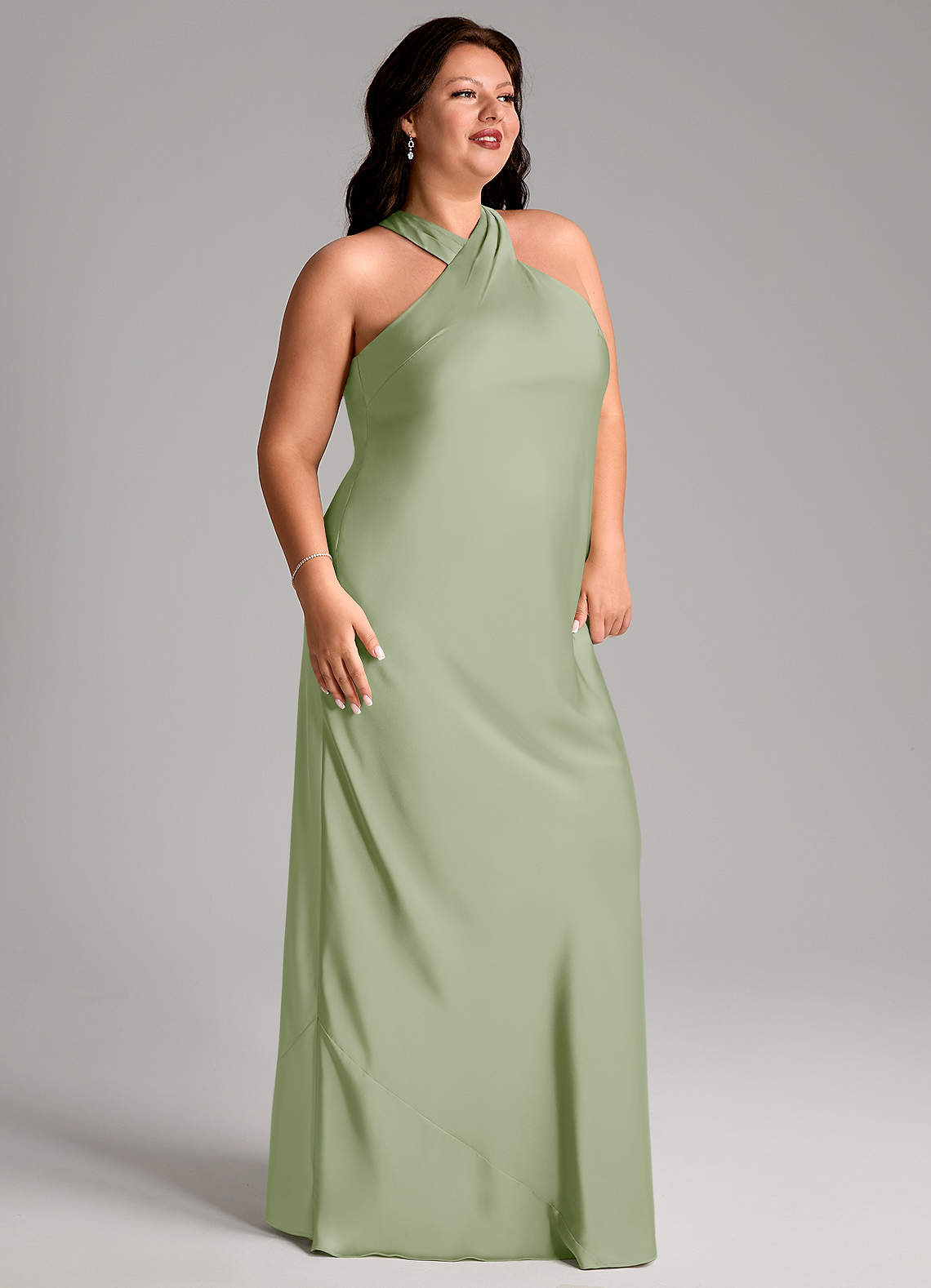 Doretta Mermaid Halter Stretch Satin Bridesmaid Dress