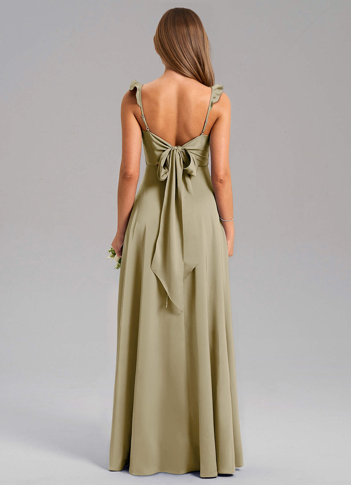 Everett A-Line V-Neck Chiffon Bridesmaid Dress in Moss Green