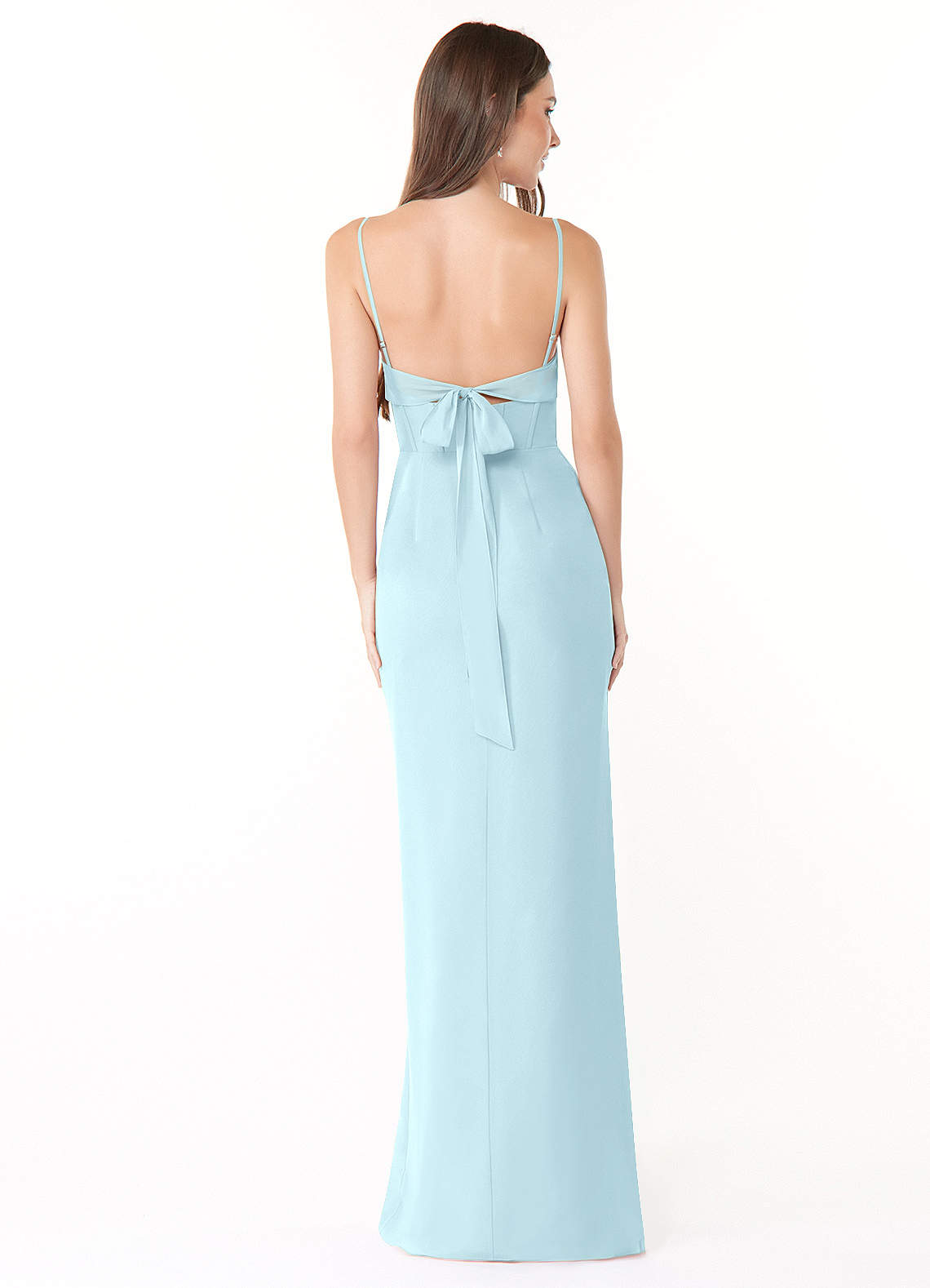 Mai Sheath Cowl-Neck Chiffon Bridesmaid Dress in Cloud Blue