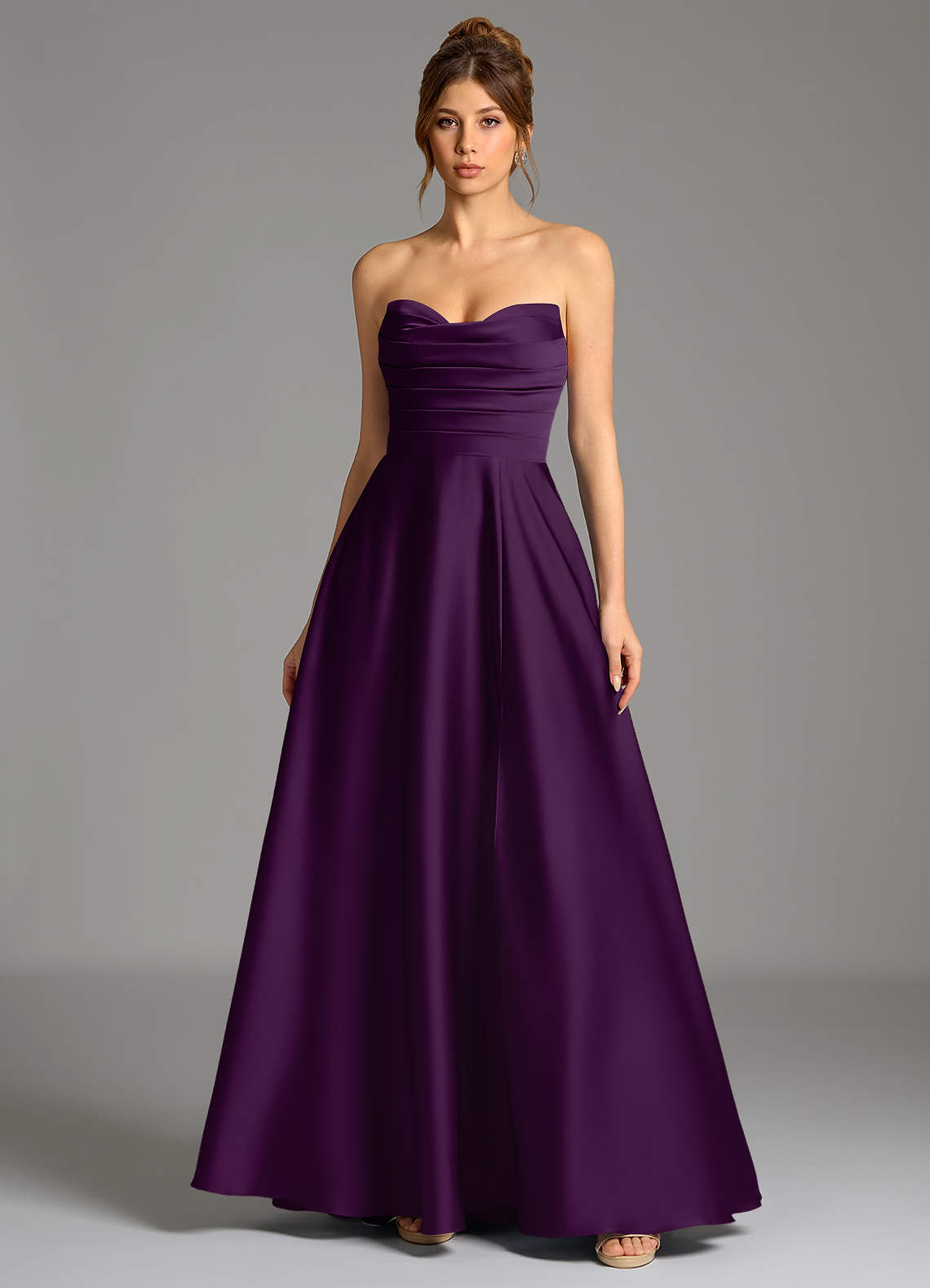 Ayla A-Line Sweetheart Stretch Satin Bridesmaid Dress in Grape