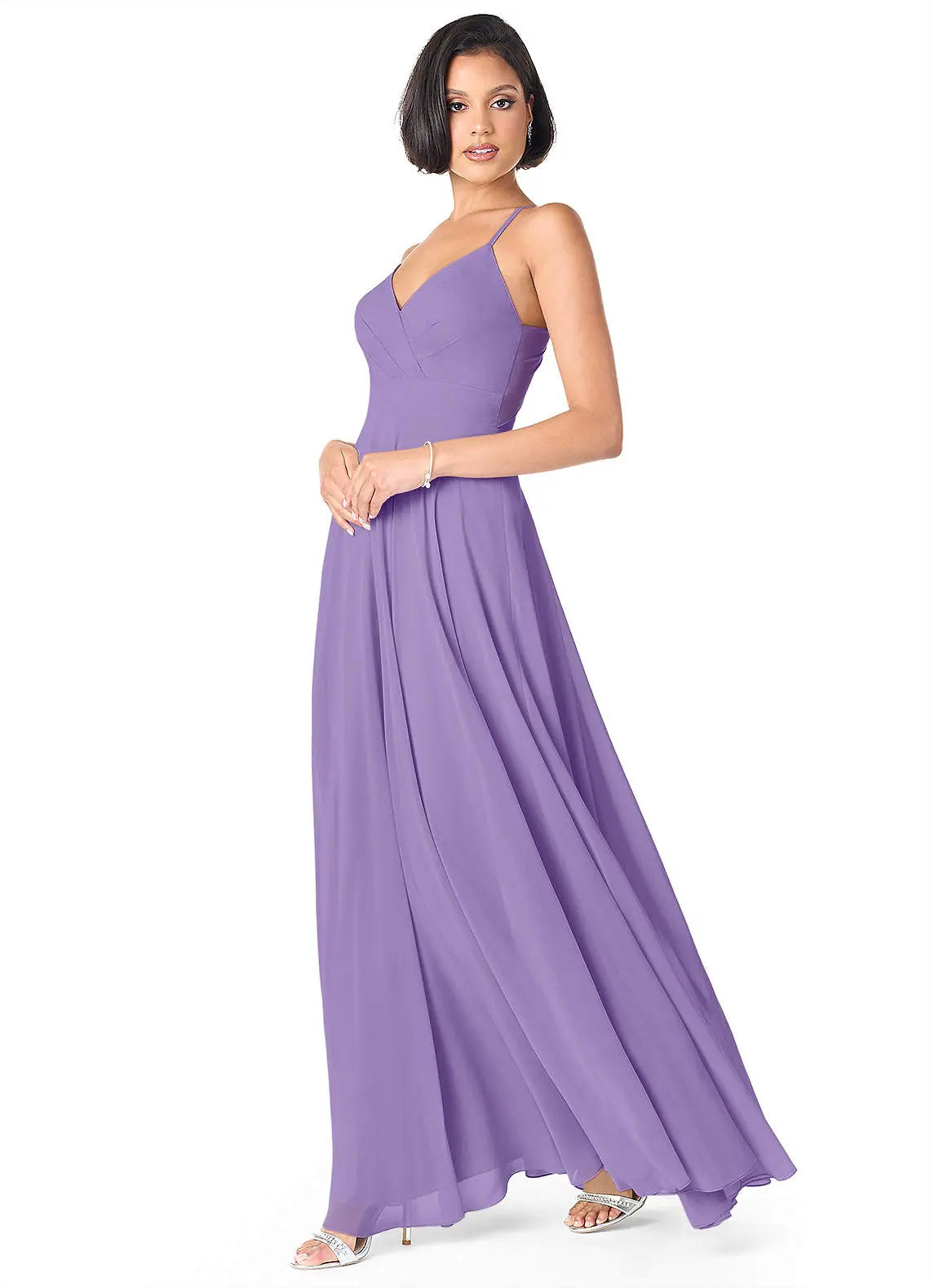 Avelina A-Line V-Neck Chiffon Bridesmaid Dress in Tahiti
