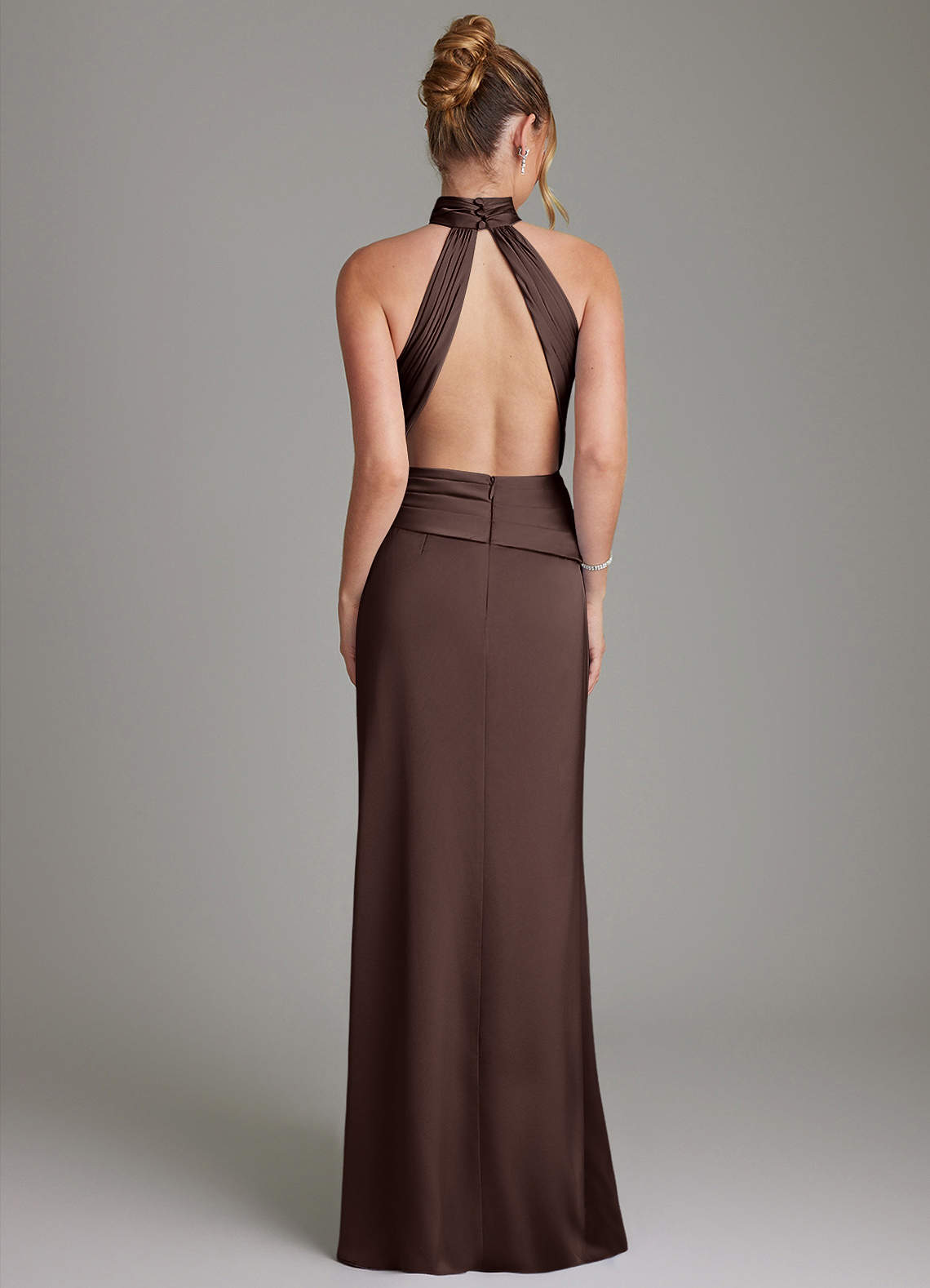 Gracelynn Sheath Halter Stretch Satin Bridesmaid Dress