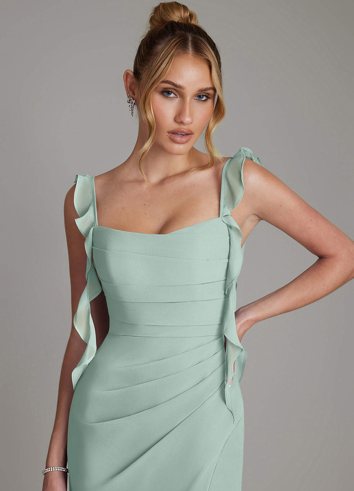 Jessamine Mermaid Sweetheart Chiffon Bridesmaid Dress in Agave
