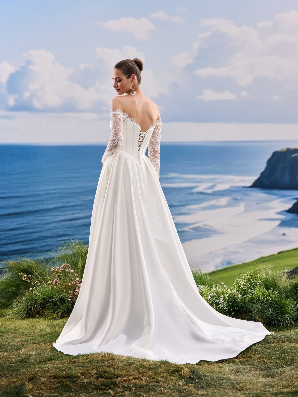 Elarielle white wedding dress, back view