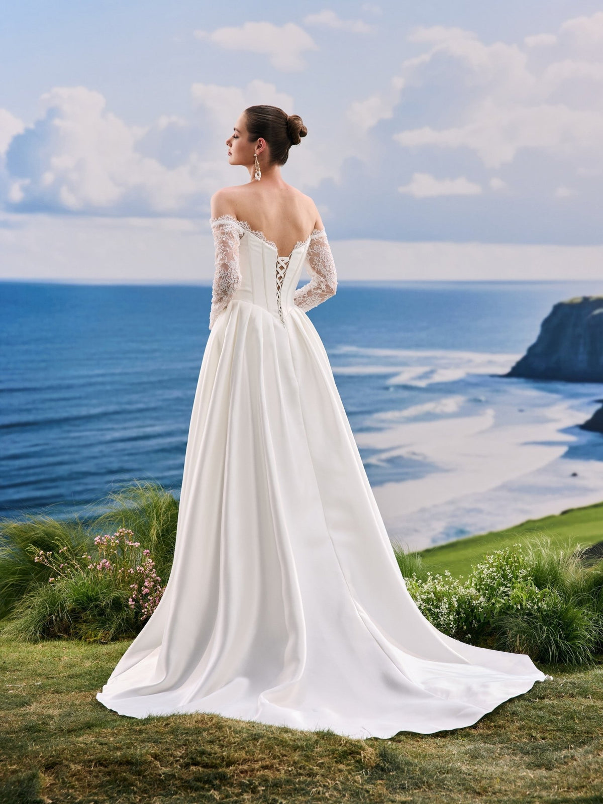Elarielle white wedding dress, back view