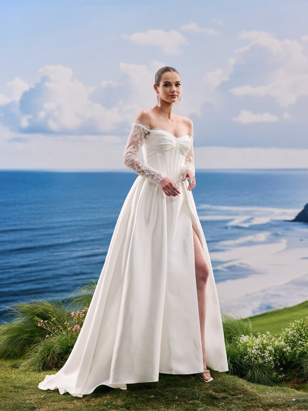Elarielle white wedding dress, front view