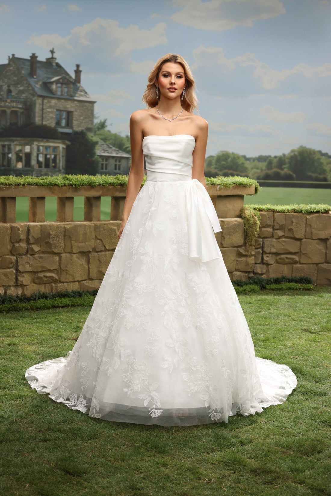 Elia white wedding dress front view 1