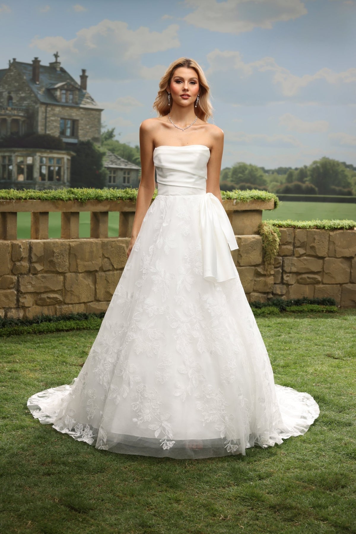 Elia white wedding dress front view 1