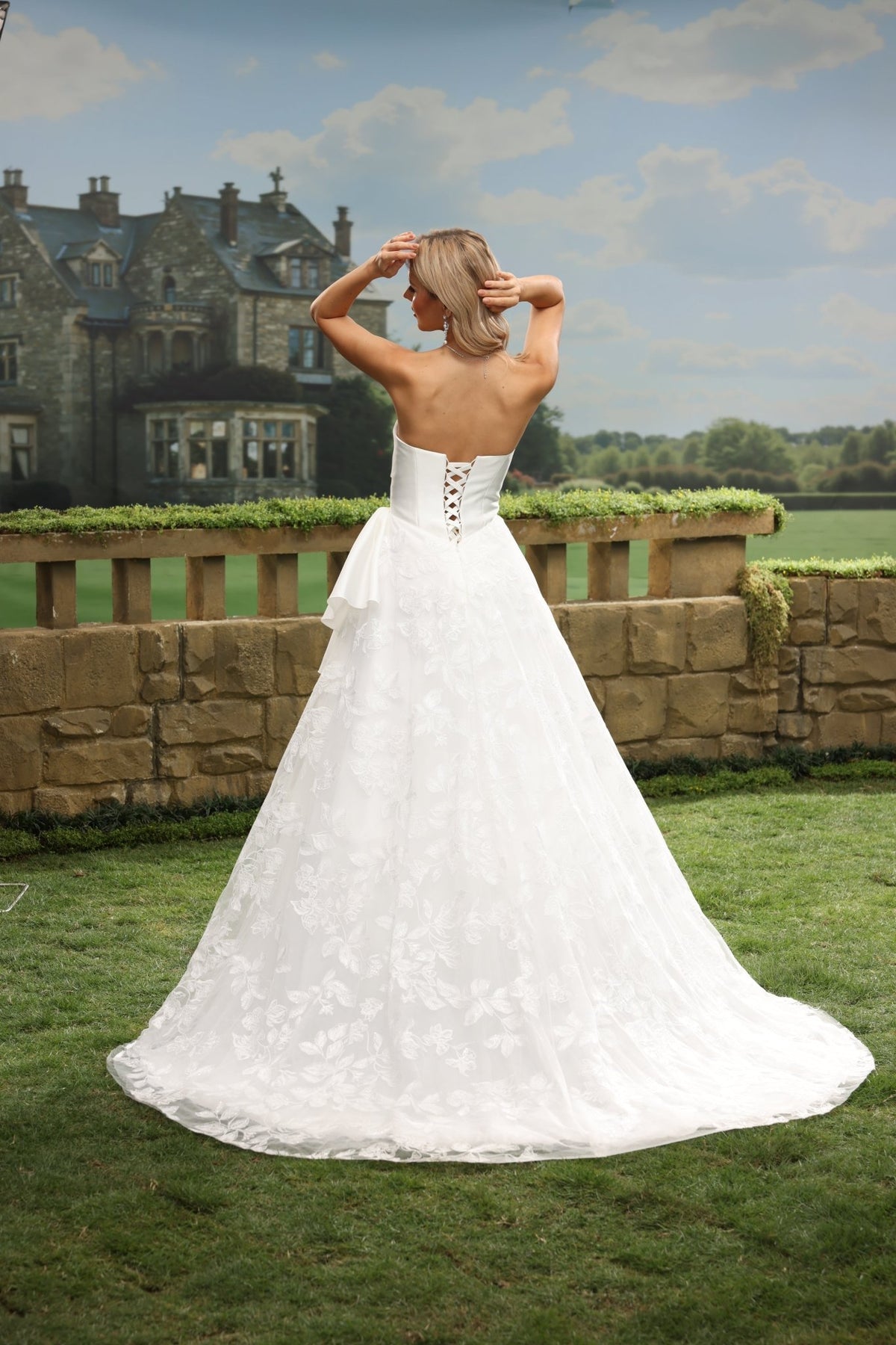 Elia white wedding dress back view 10
