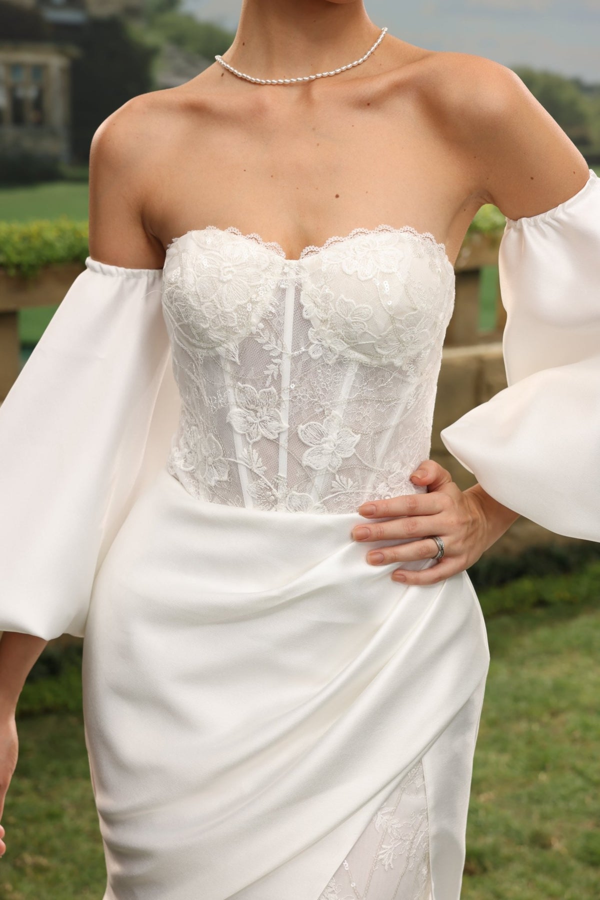 Elowenna Mermaid Off-the-Shoulder Sweetheart wedding dress — design detail 7