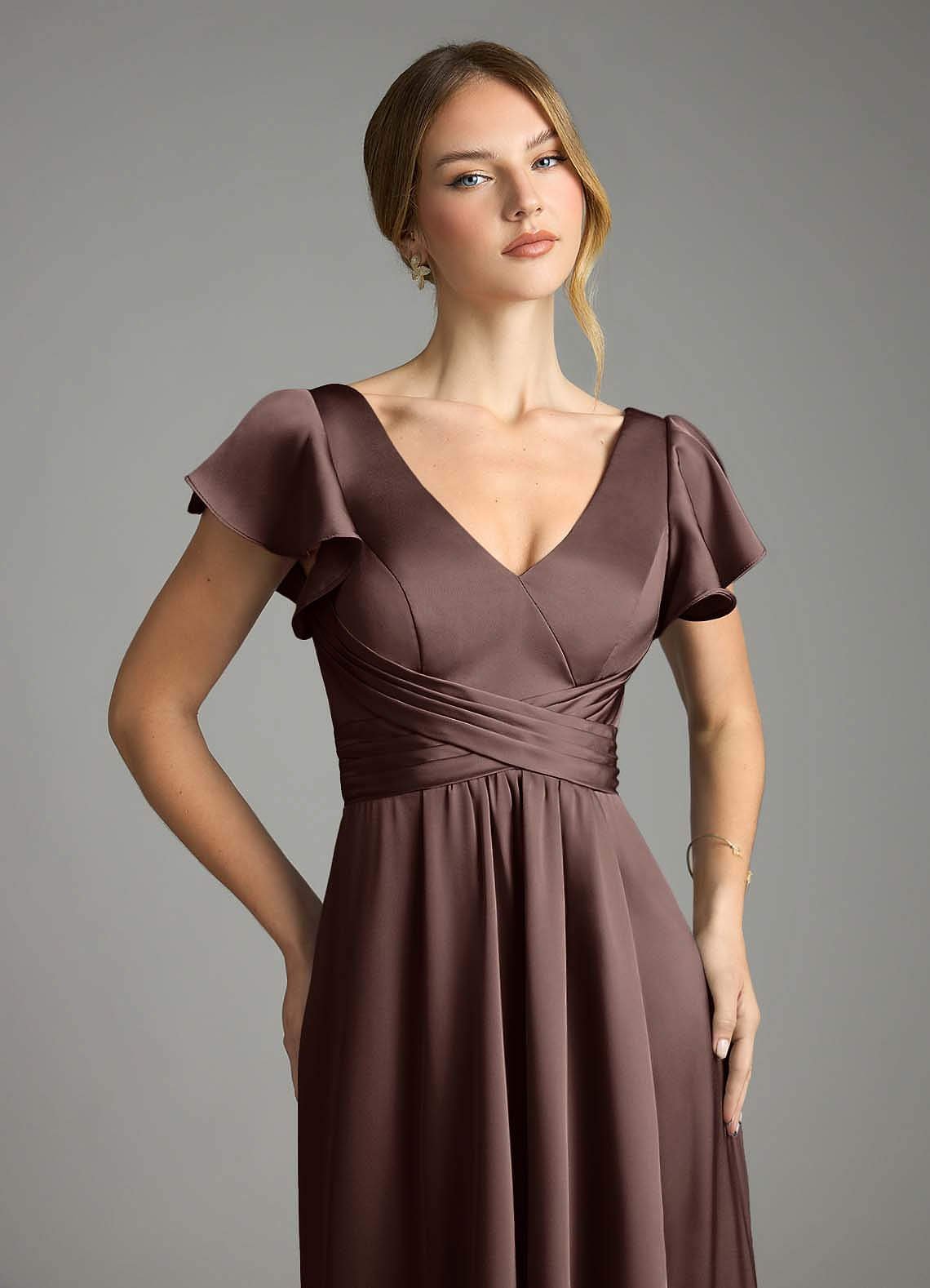 Omari A-Line V-Neck Stretch Satin Bridesmaid Dress