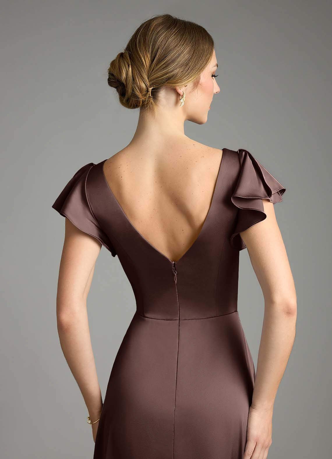 Omari A-Line V-Neck Stretch Satin Bridesmaid Dress