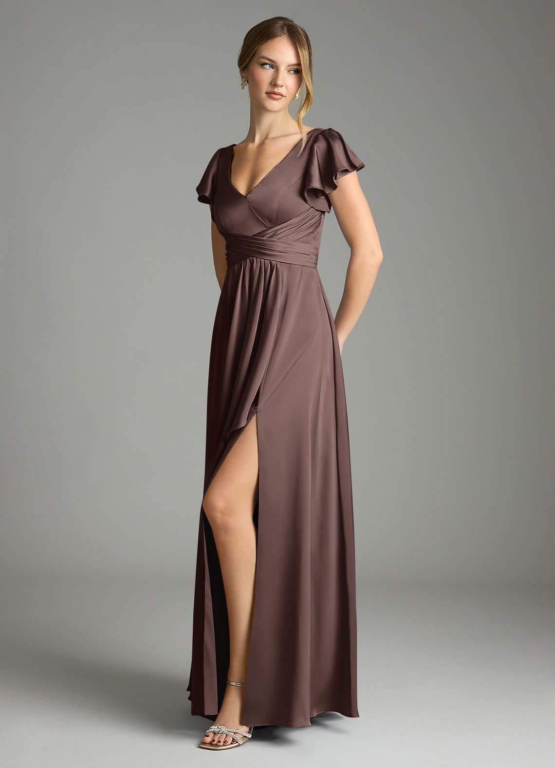 Omari A-Line V-Neck Stretch Satin Bridesmaid Dress