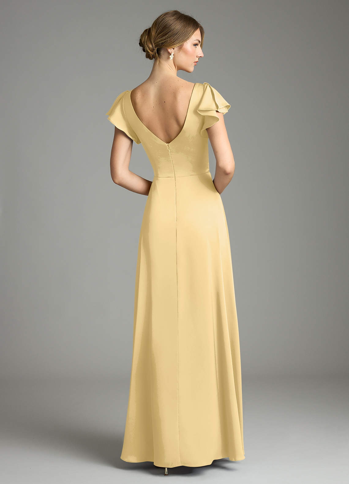 Omari A-Line V-Neck Stretch Satin Bridesmaid Dress in Butter