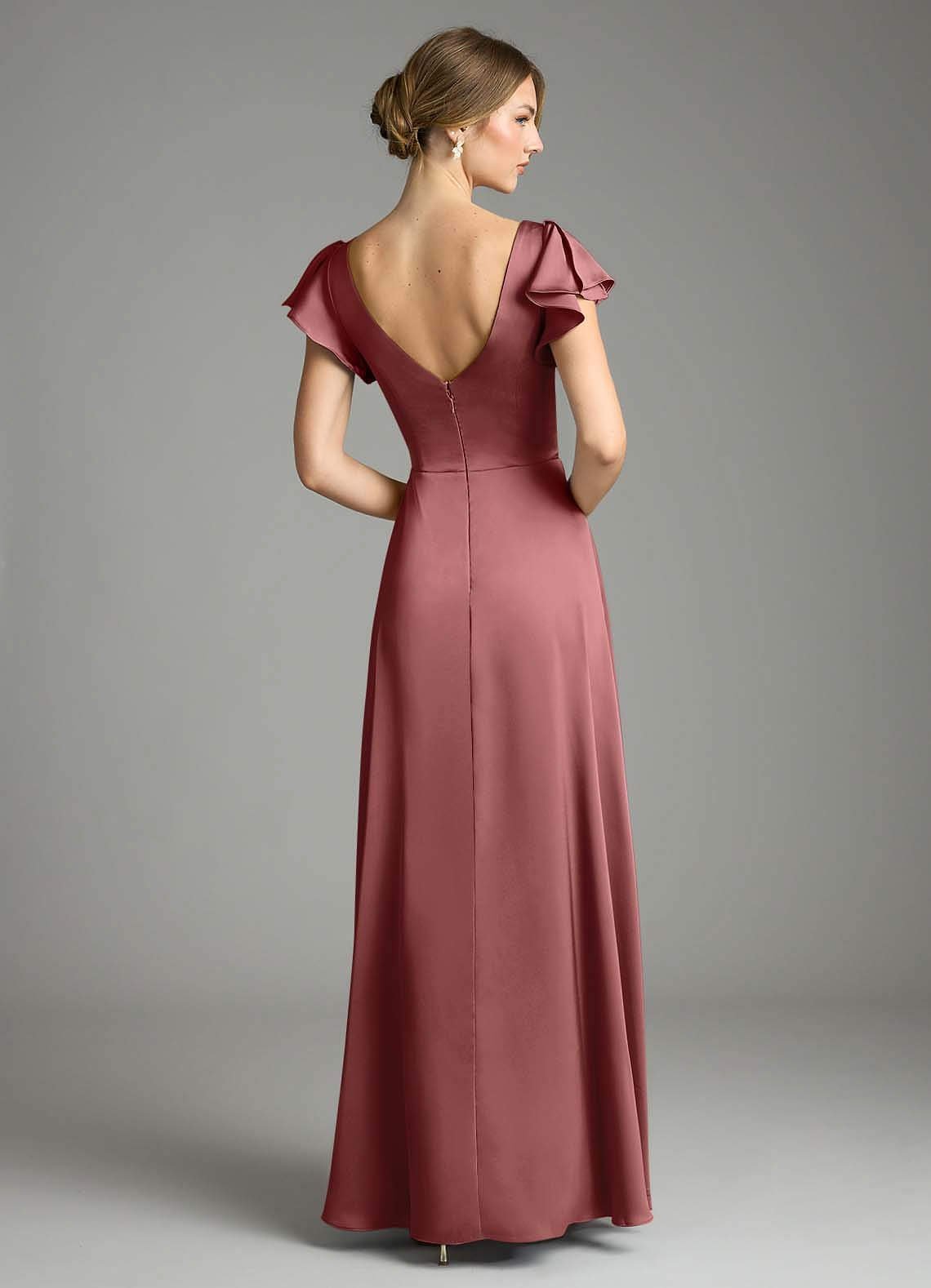 Omari A-Line V-Neck Stretch Satin Bridesmaid Dress in Amethyst
