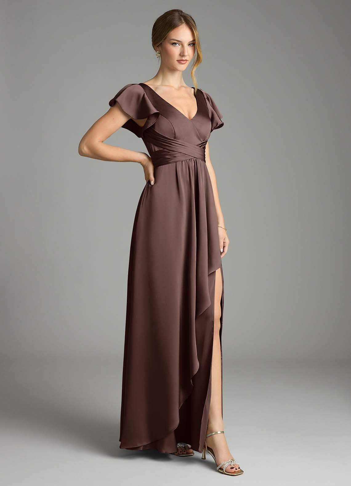 Omari A-Line V-Neck Stretch Satin Bridesmaid Dress