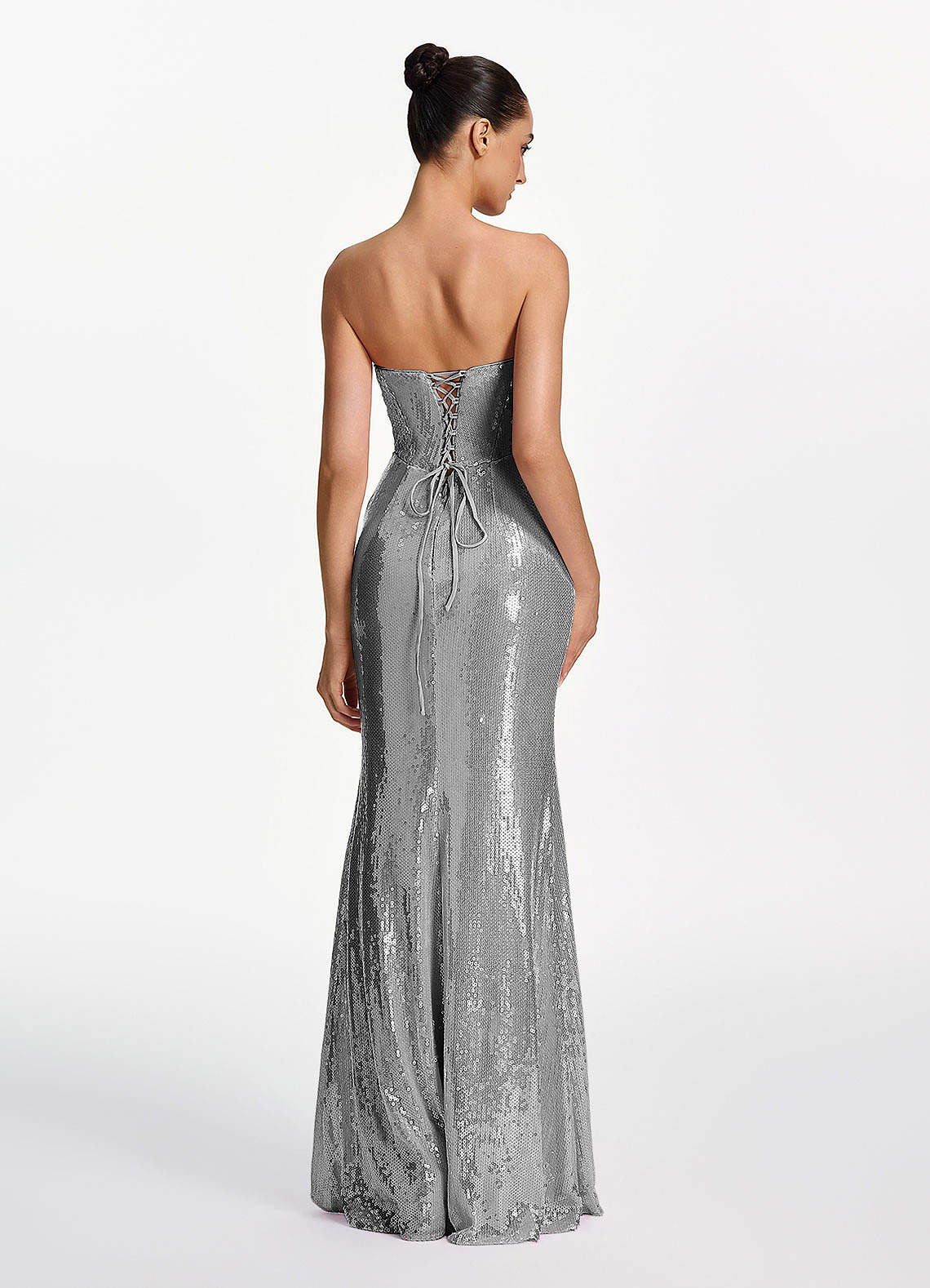 Mirabelle Mermaid Strapless Sequined Stretch Mesh Prom Dress in Gray