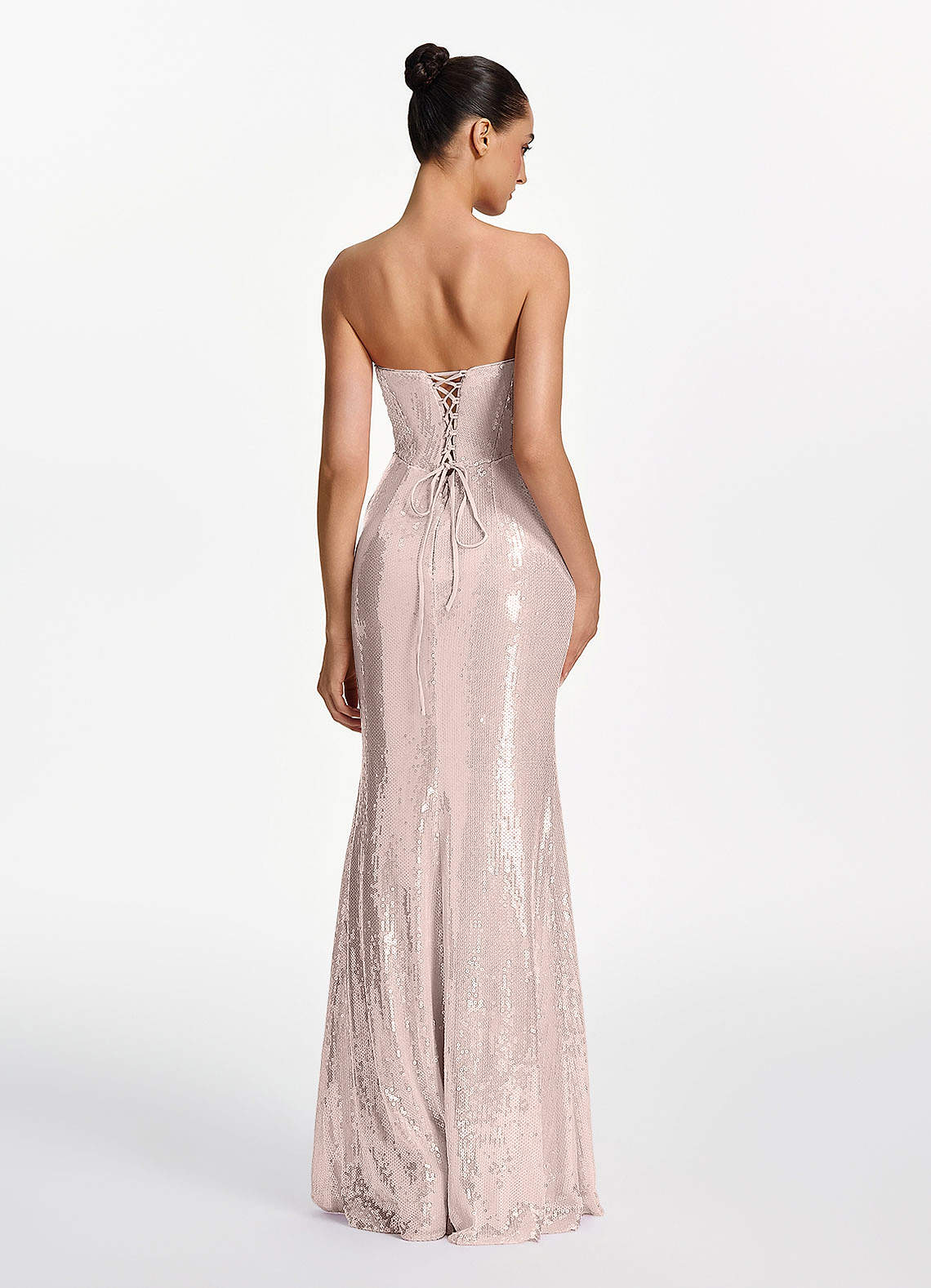 Mirabelle Mermaid Strapless Sequined Stretch Mesh Prom Dress in Pink