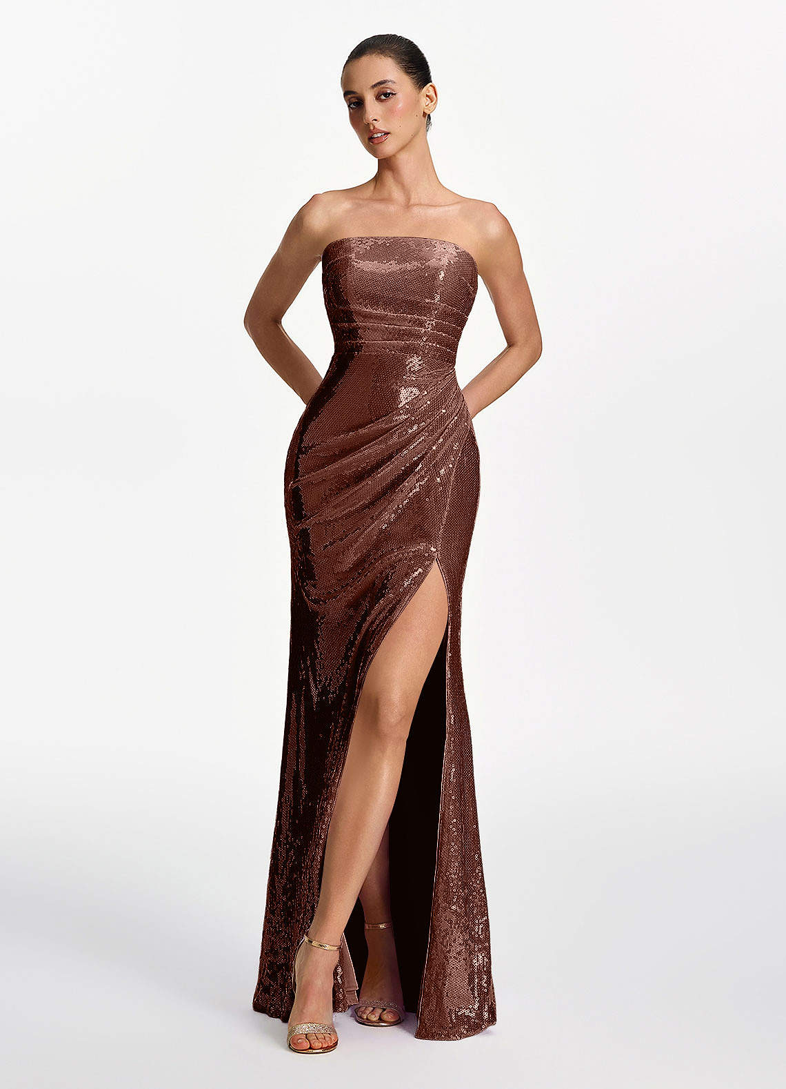 Mirabelle Mermaid Strapless Sequined Stretch Mesh Prom Dress in Lilac