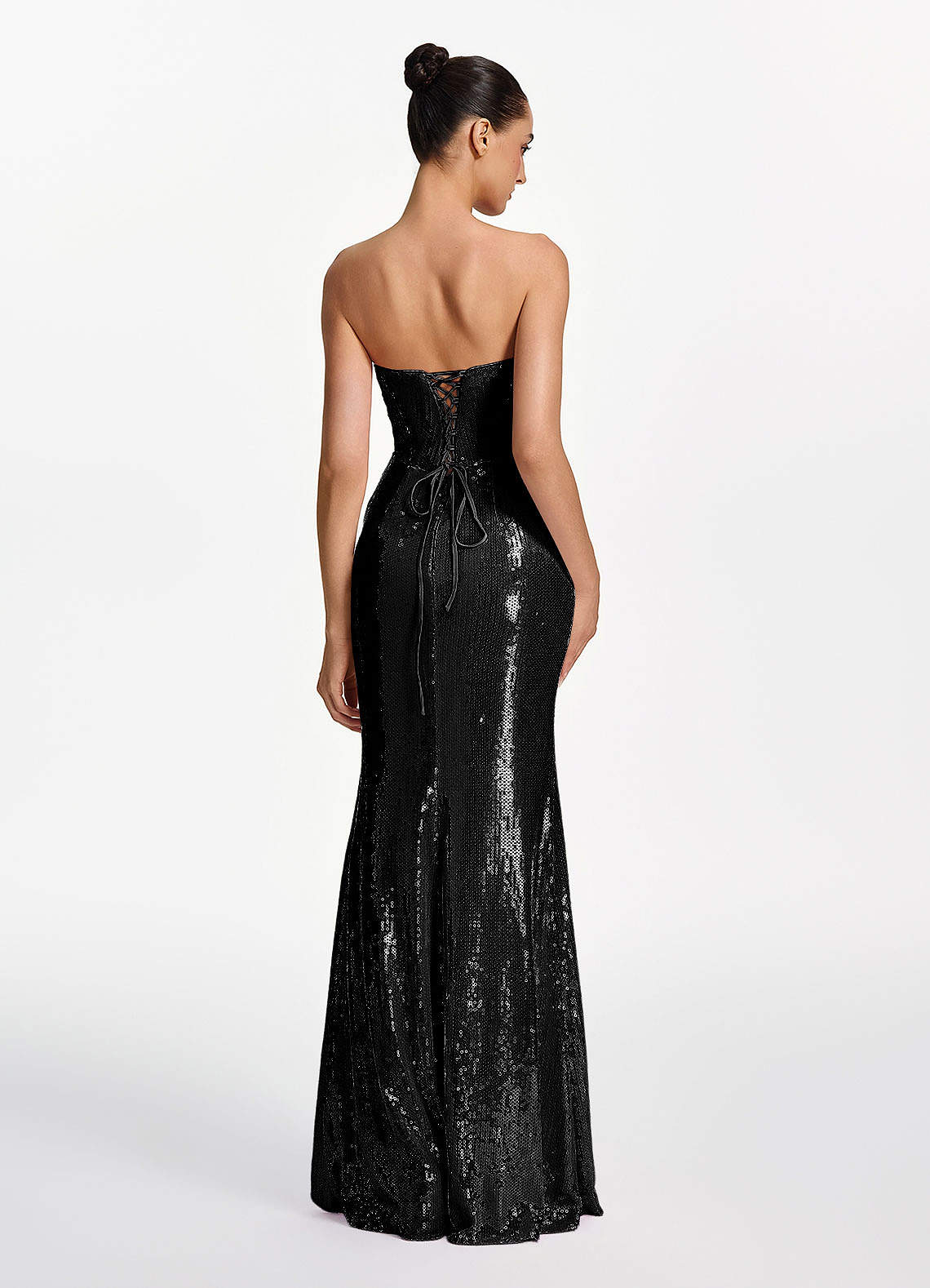 Mirabelle Mermaid Strapless Sequined Stretch Mesh Prom Dress in black