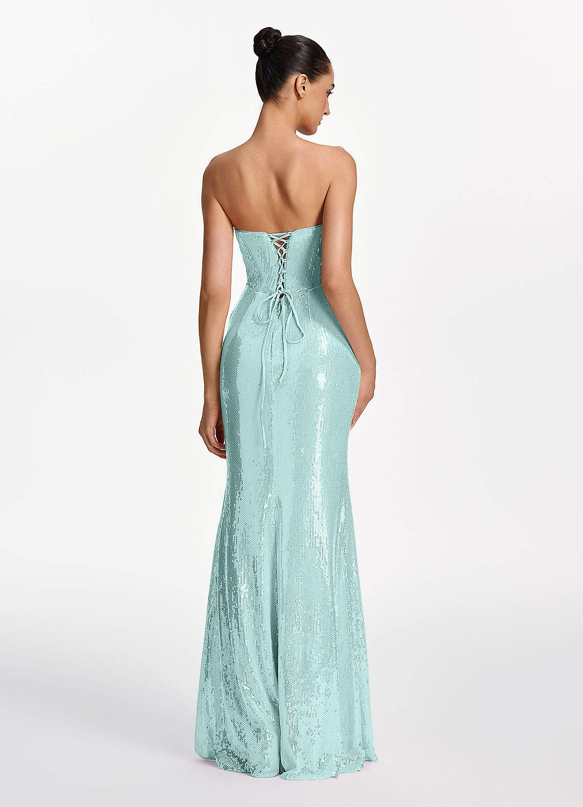 Mirabelle Mermaid Strapless Sequined Stretch Mesh Prom Dress in Lake Blue