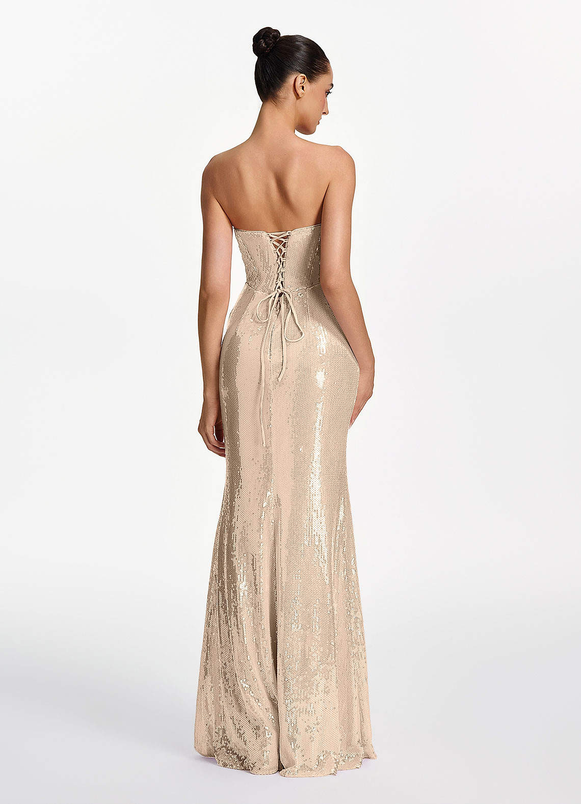 Mirabelle Mermaid Strapless Sequined Stretch Mesh Prom Dress in Champagne