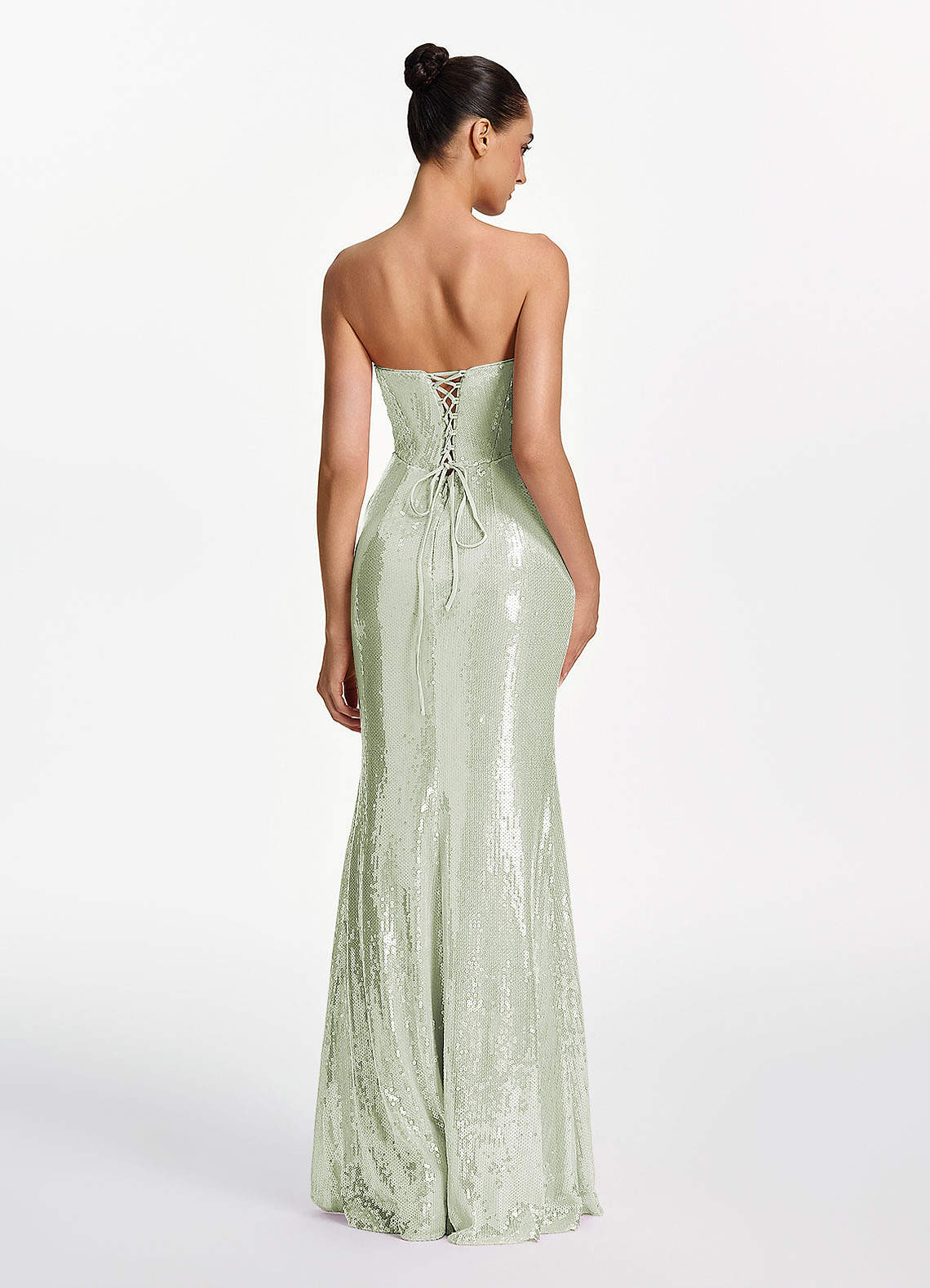 Mirabelle Mermaid Strapless Sequined Stretch Mesh Prom Dress in Light green