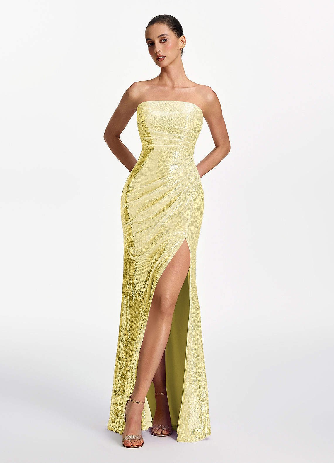 Mirabelle Mermaid Strapless Sequined Stretch Mesh Prom Dress in Lilac
