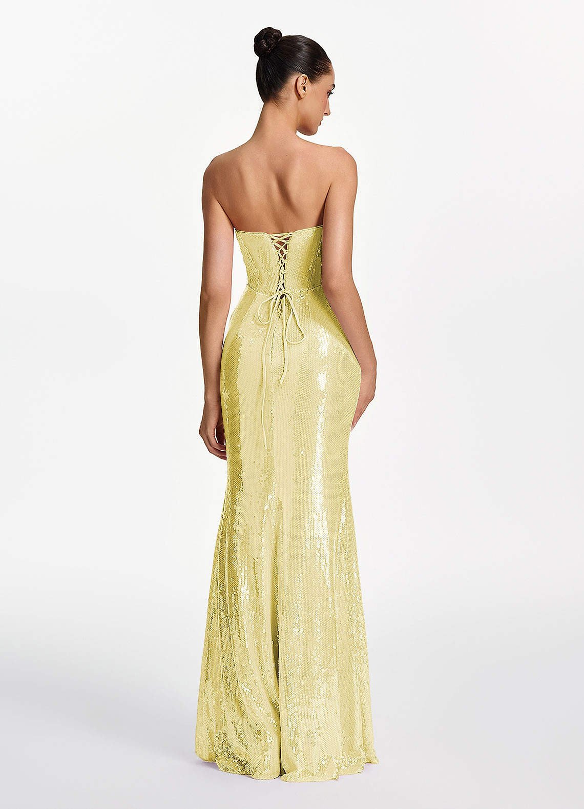 Mirabelle Mermaid Strapless Sequined Stretch Mesh Prom Dress in Lemon Sorbet