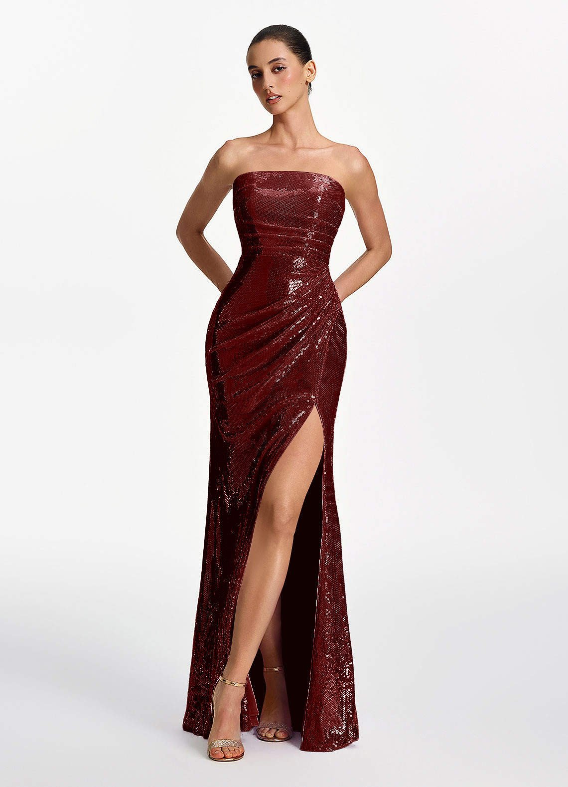 Mirabelle Mermaid Strapless Sequined Stretch Mesh Prom Dress in Lilac