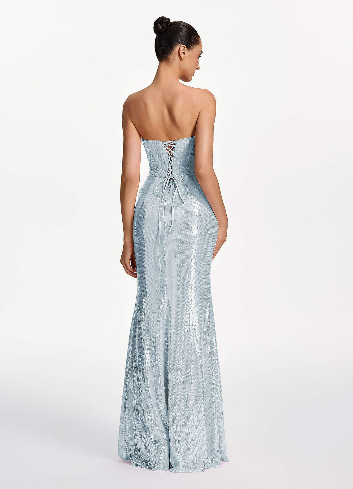 Mirabelle Mermaid Strapless Sequined Stretch Mesh Prom Dress in Sky Blue