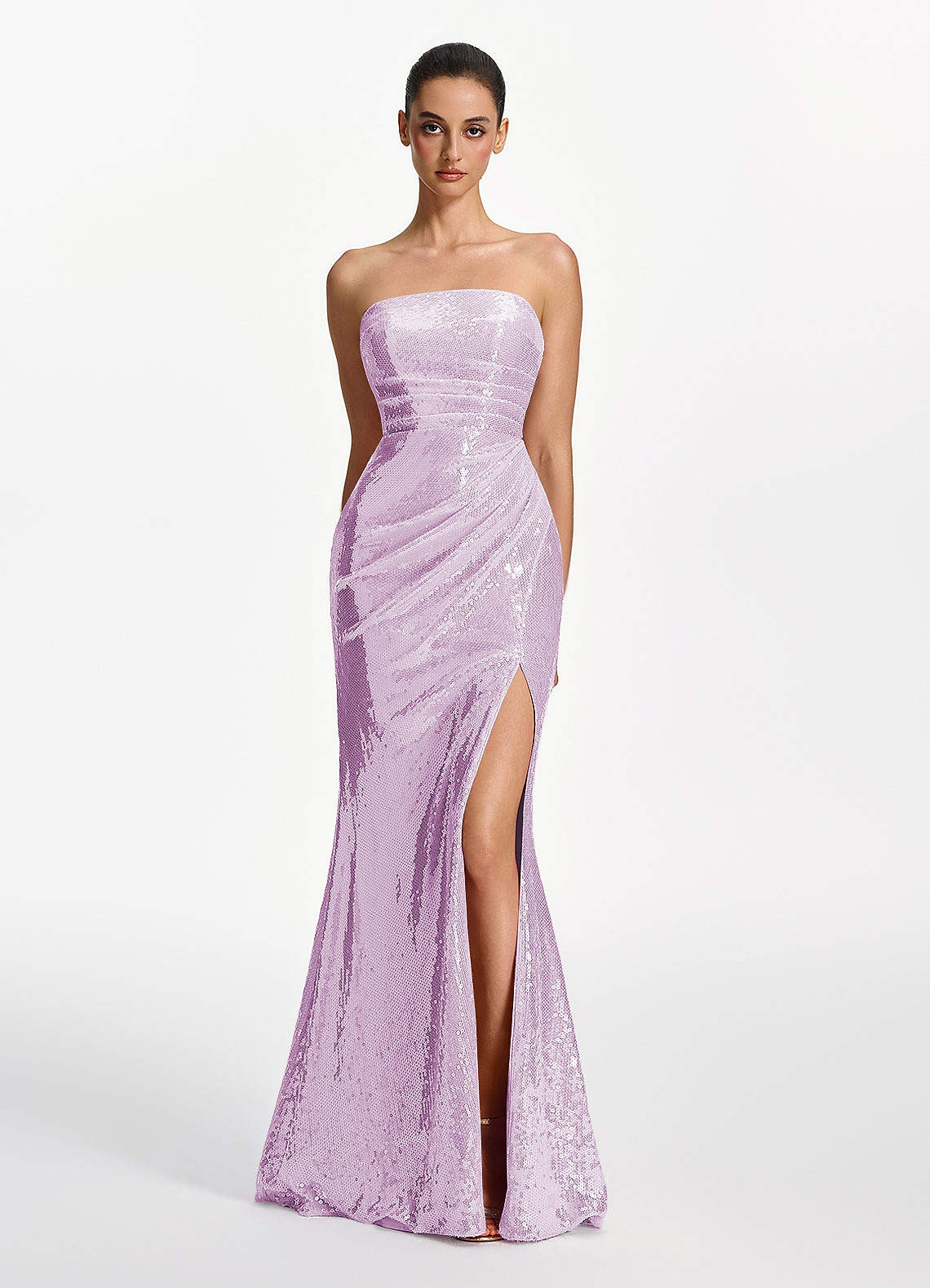 Mirabelle Mermaid Strapless Sequined Stretch Mesh Prom Dress in Lilac