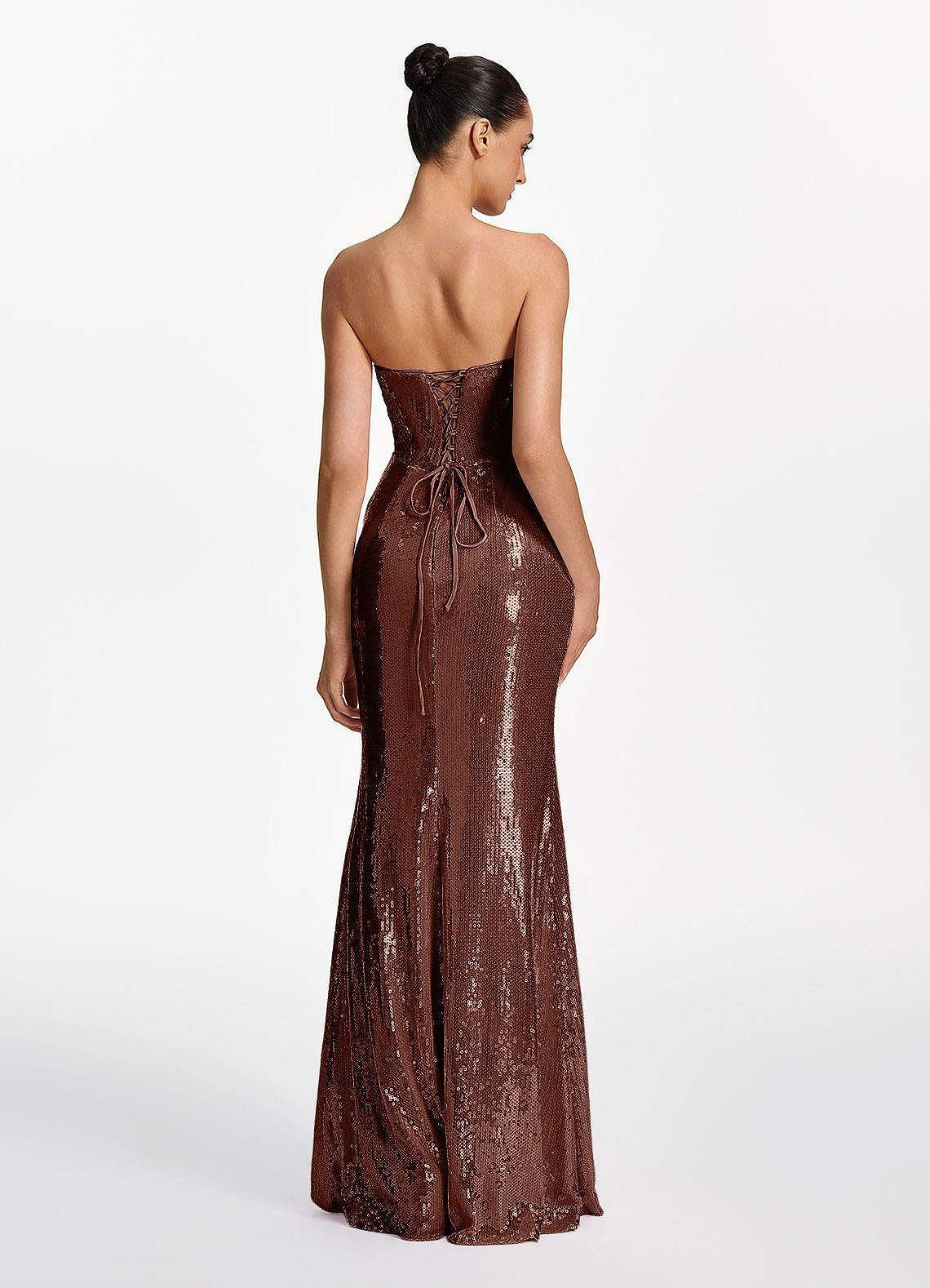 Mirabelle Mermaid Strapless Sequined Stretch Mesh Prom Dress in Coco