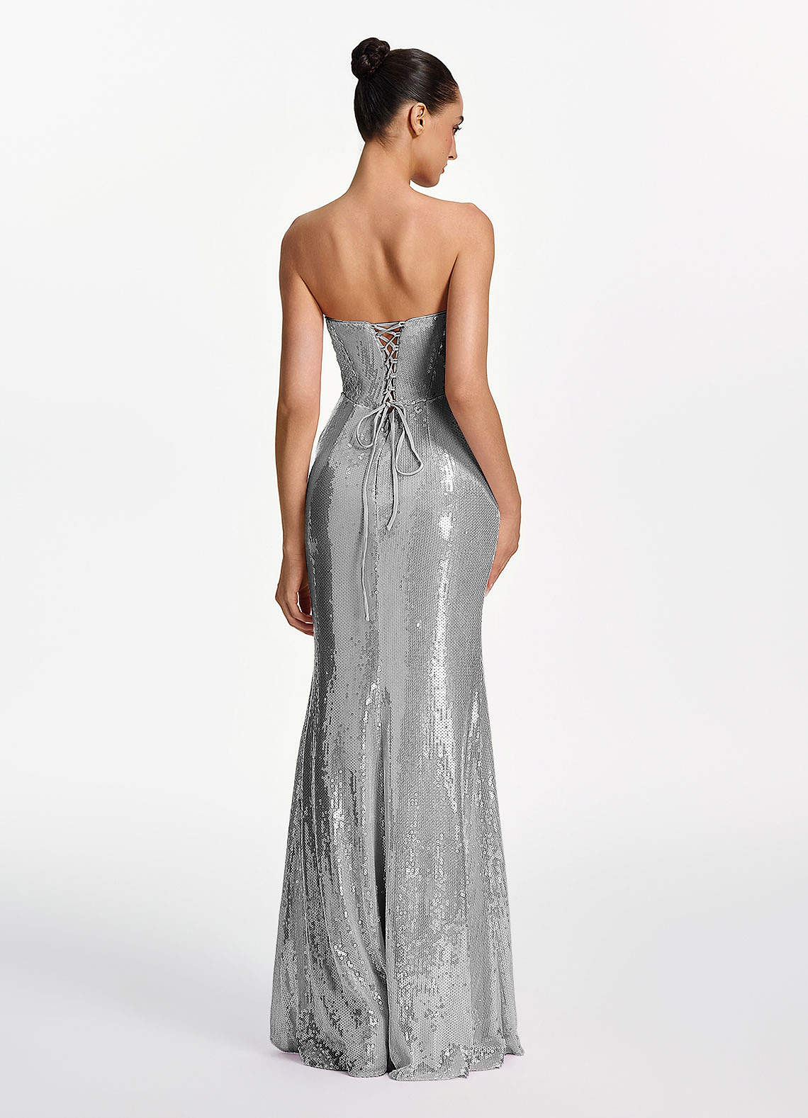 Mirabelle Mermaid Strapless Sequined Stretch Mesh Prom Dress in Silver