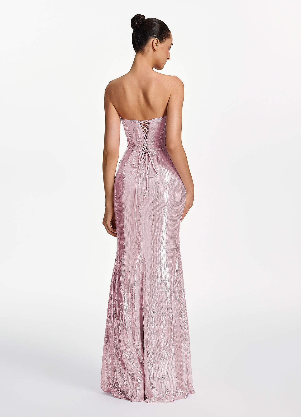 Mirabelle Mermaid Strapless Sequined Stretch Mesh Prom Dress in Dusty Pink