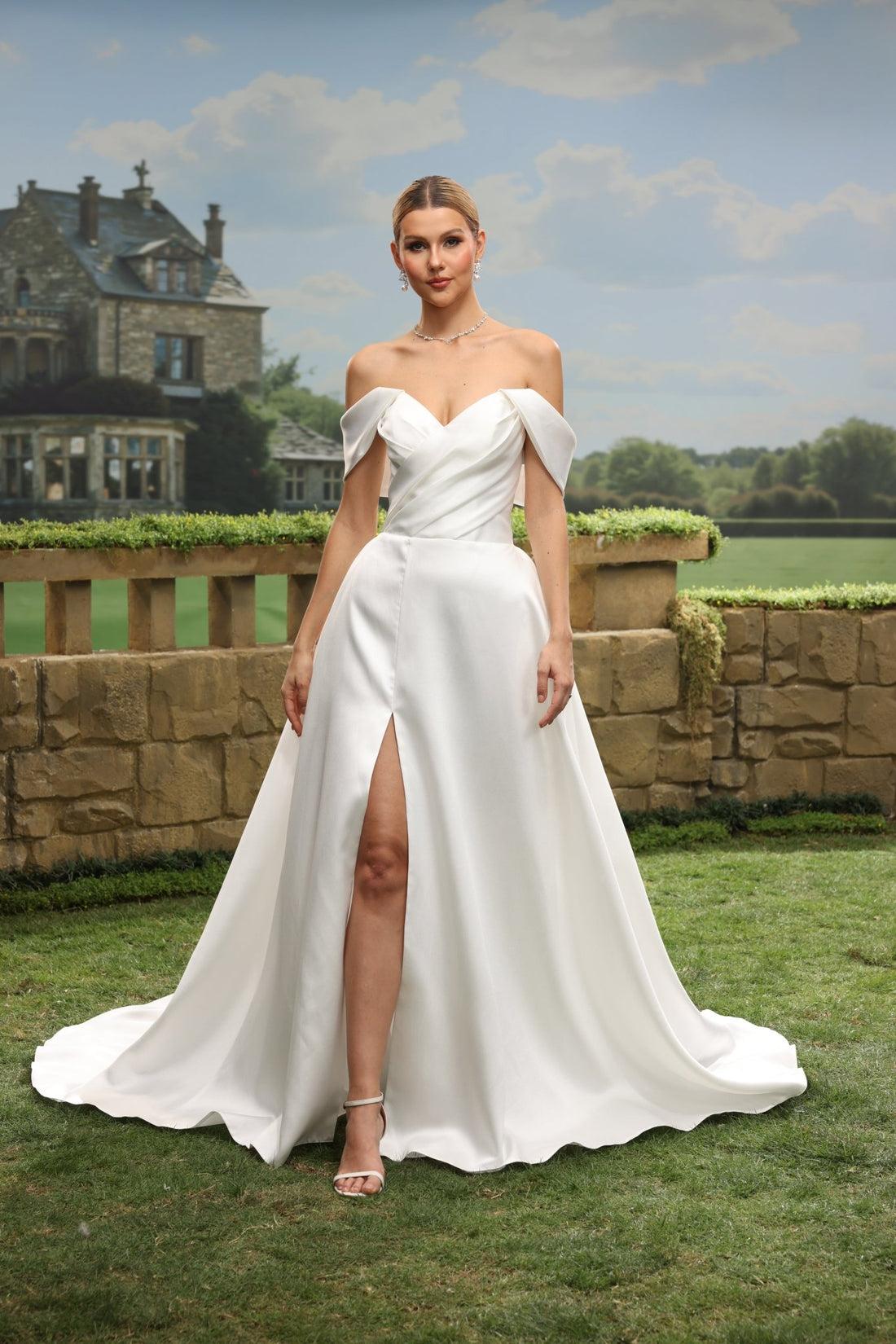 Enya white wedding dress front view 1