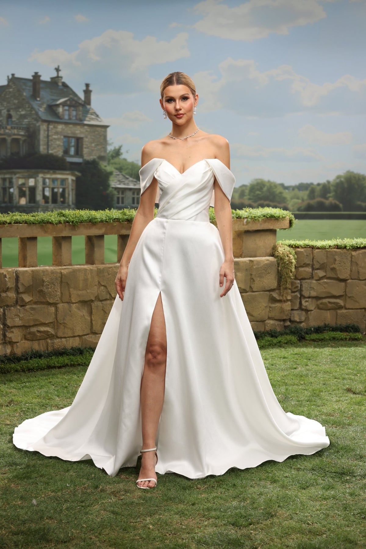 Enya white wedding dress front view 1