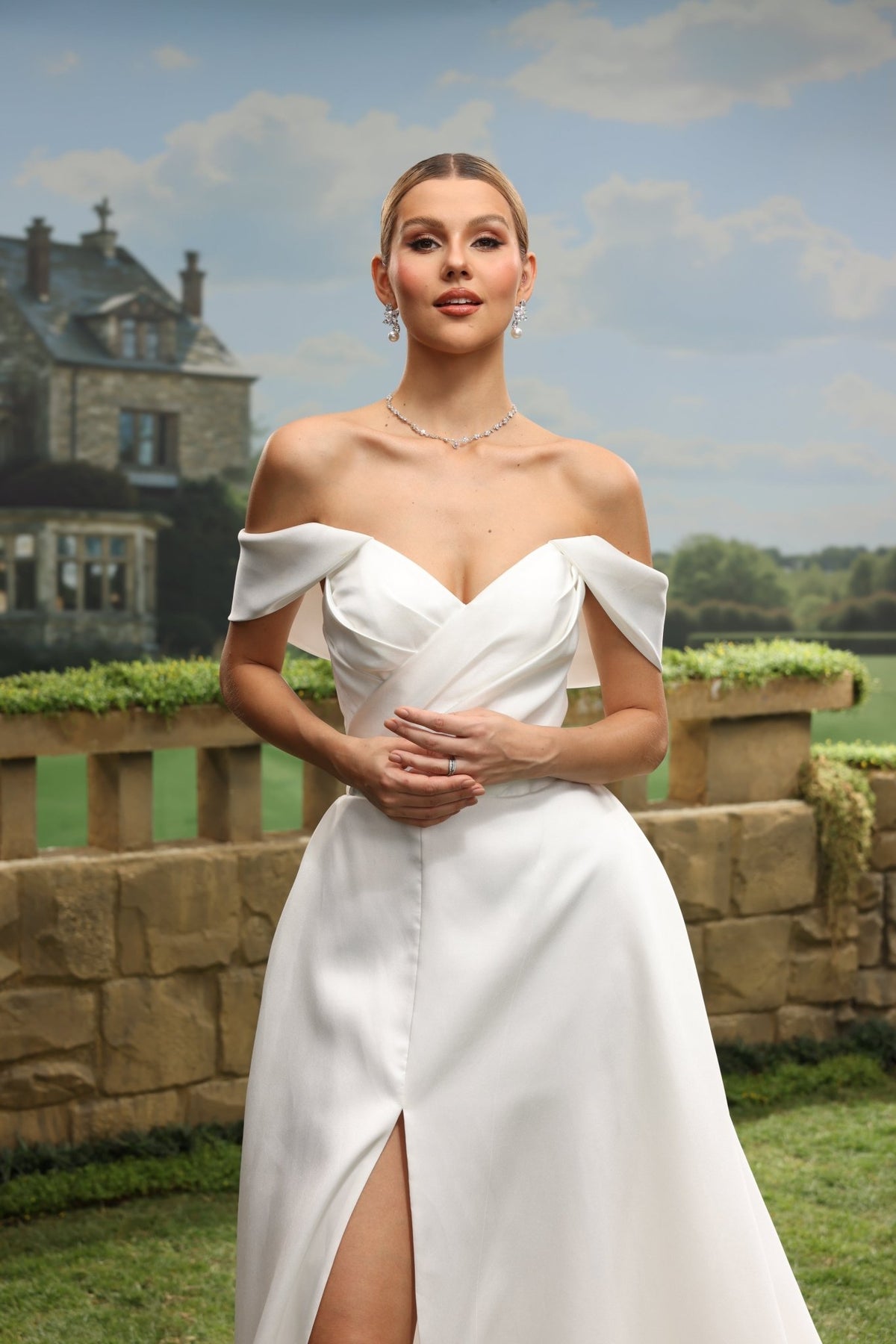 Enya white wedding dress detail view 6