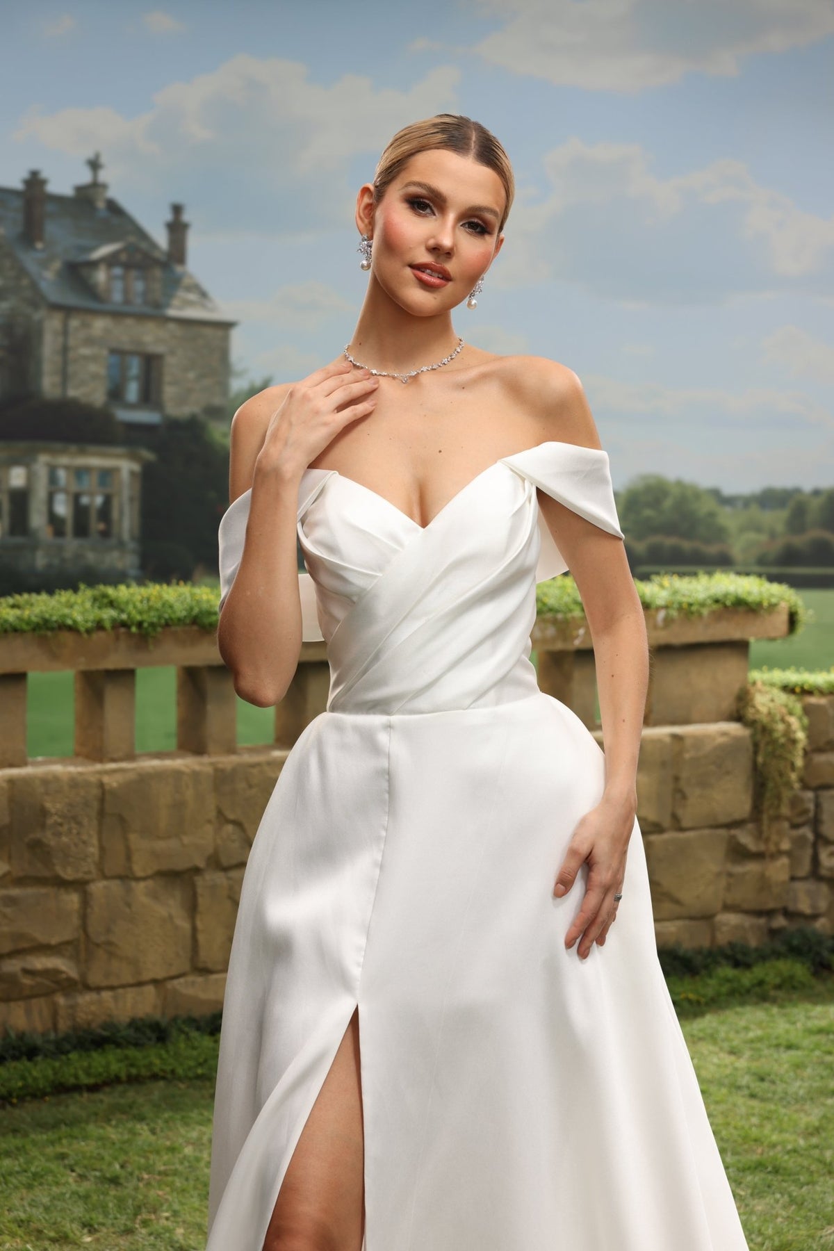 Enya white wedding dress detail view 7