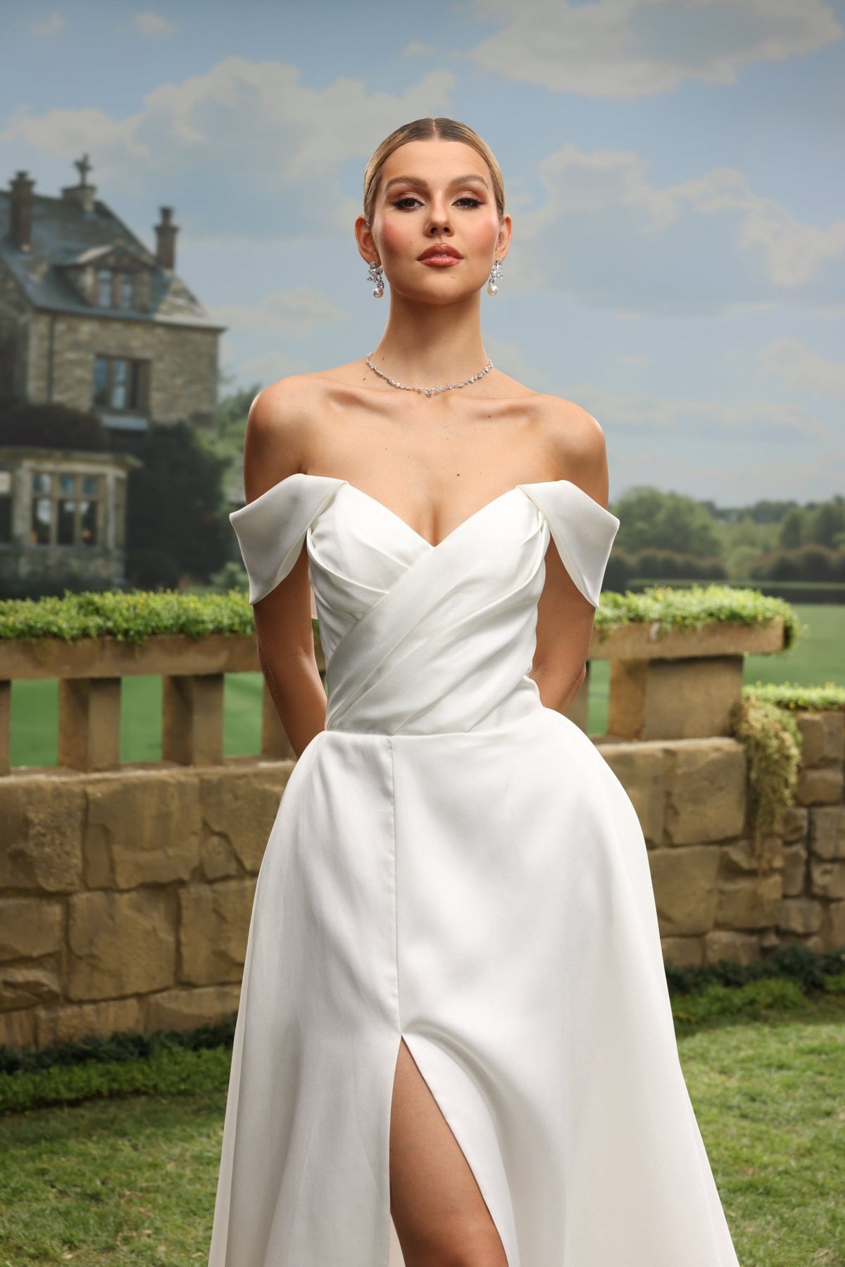 Enya white wedding dress detail view 8