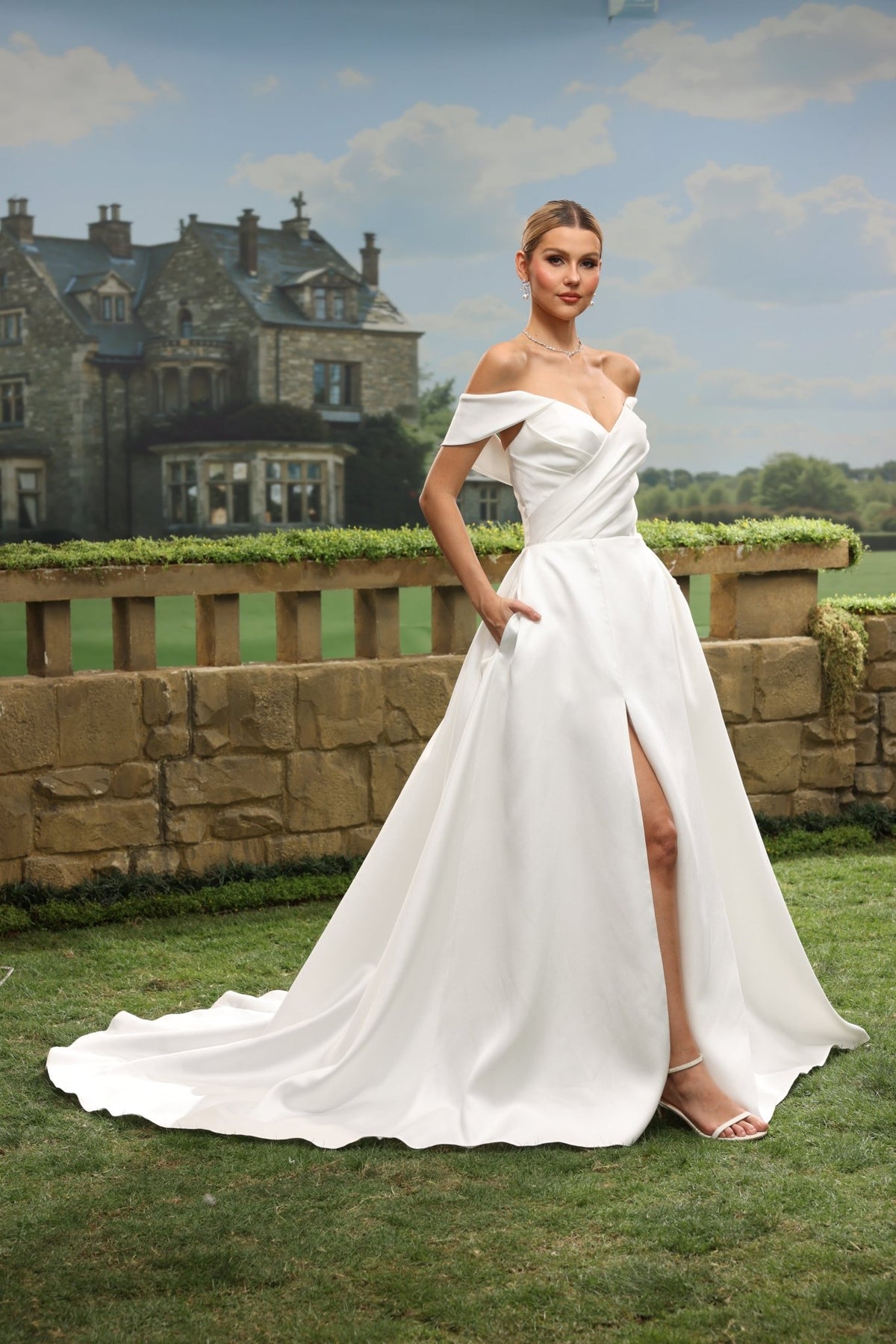 Enya white wedding dress side view 2